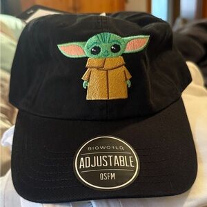 Star Wars The Mandalorian Cap Grogu Baby Yoda Black Hat Adjustable Disney NWT